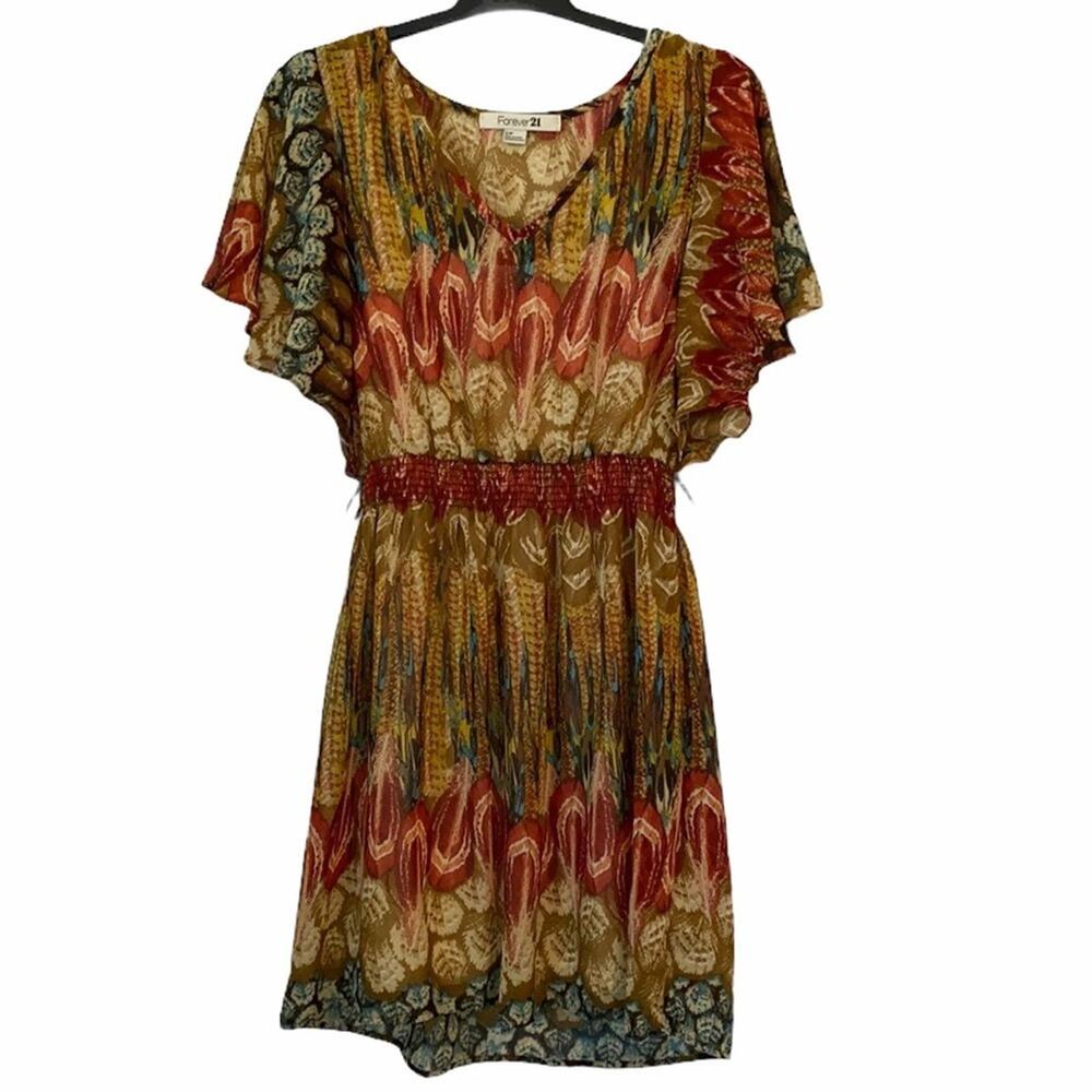 Forever 21 Boho Kimono Sleeve Sheer Mini Dress